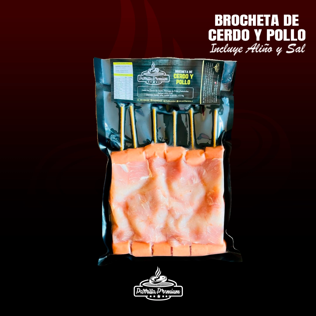 6 Brochetas Pollo & Cerdo